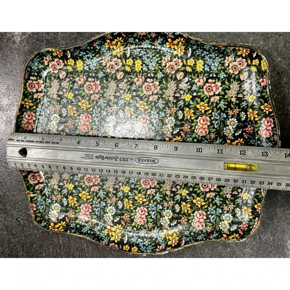 Vintage Paper Mache tray Floral Large 14x12